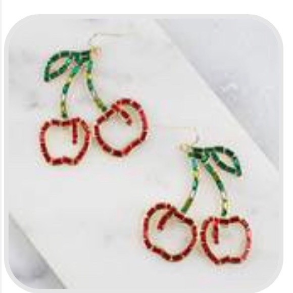 Crystal Cherry Earrings - Picture 2 of 5